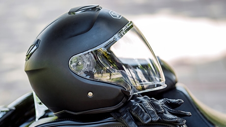 motorcycle helmet and gloves